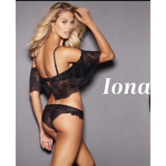 NWT Frederick's of Hollywood x Megan Fox Black lona Lace Ruffle Bandeau Bra SZ S - Picture 3 of 12